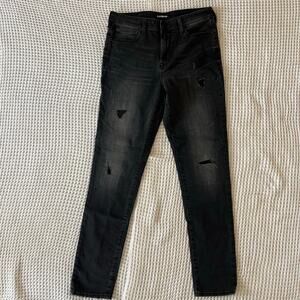 Express Men’s Hyper Stretch Slim Jeans 34x34 – Black Distressed Denim